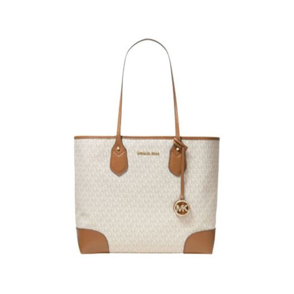 MICHAEL KORS Women's Ivory Eva Logo Faux Pouch Studded Trim Logo Handbag Purse